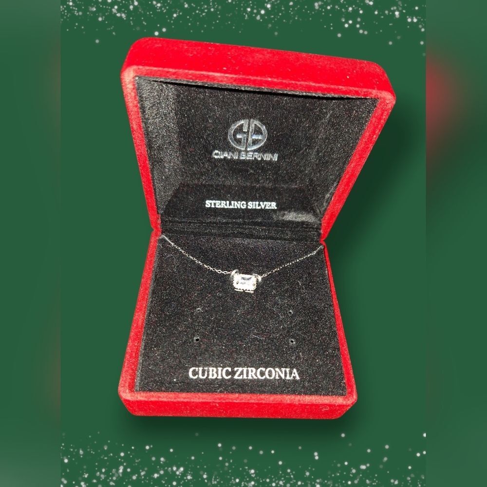 925 Sterling Silver, CZ Emerald Cut Necklace Giani Bernini